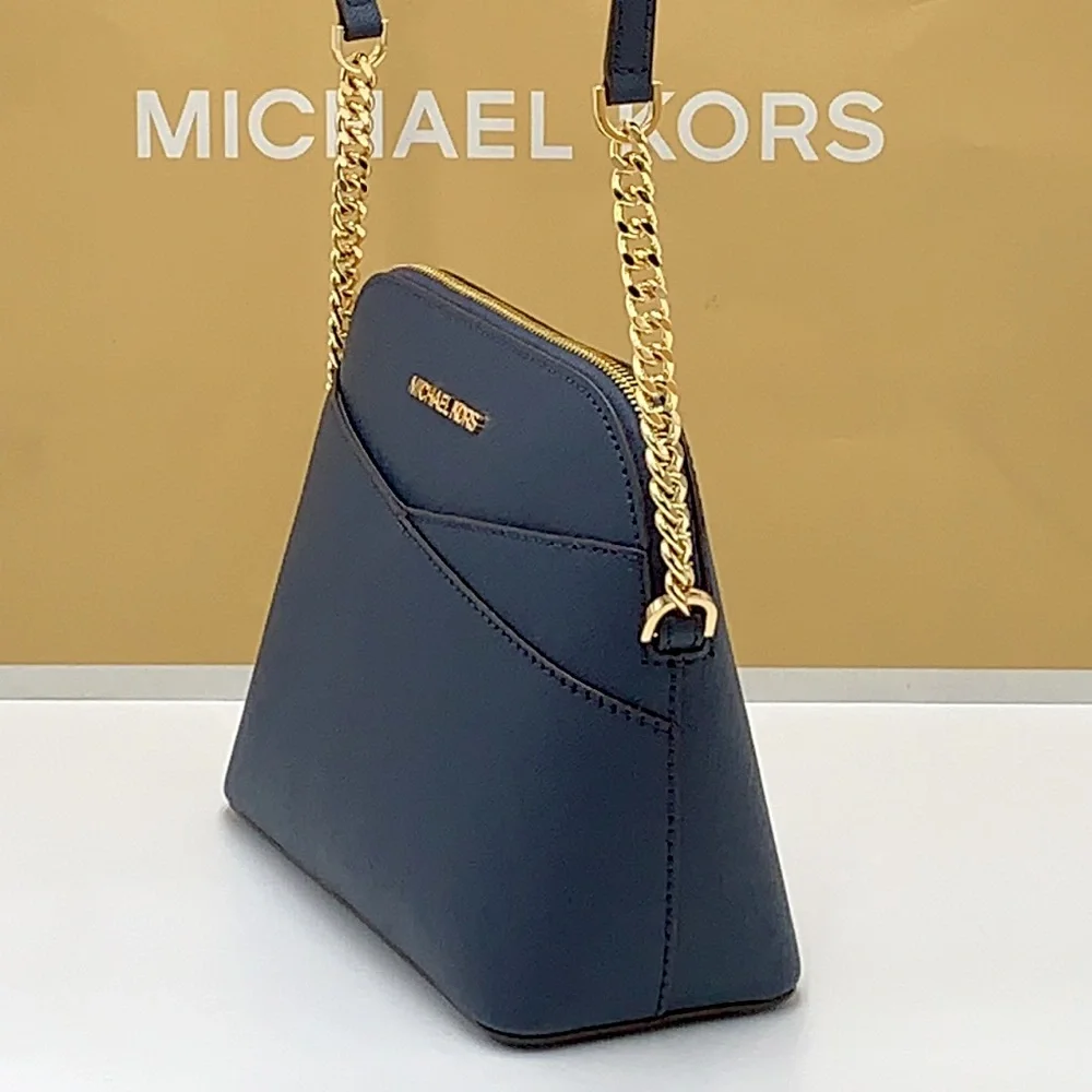 MICHAEL KORS JET SET TRAVEL DOME XCROSS XBODY SAFFIANO LEATHER NAVY COLOR - Picture 10 of 13